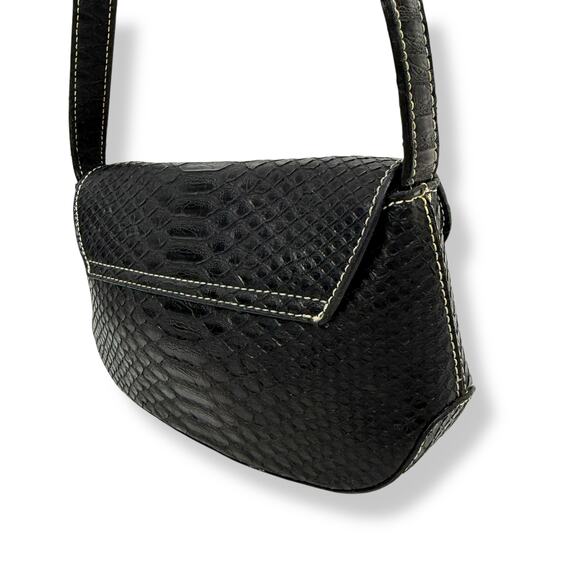 Y2K TOMMY HILFIGER black snakeskin super mini shoulder bag - Picture 12 of 14